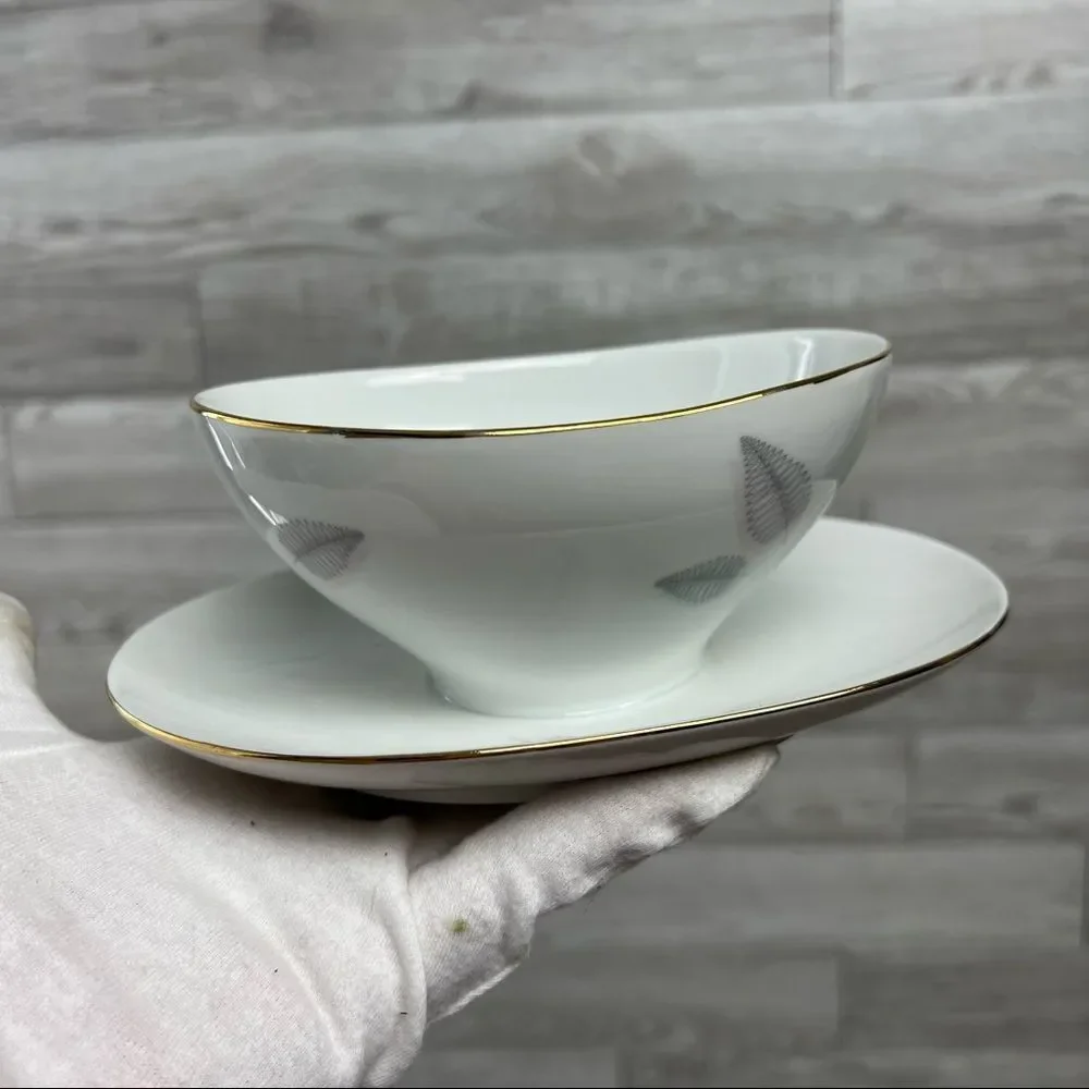 VTG Fine Porcelain Bavaria Bayreuth West Germany 22Ct Gold Sauciere Bowl Plate